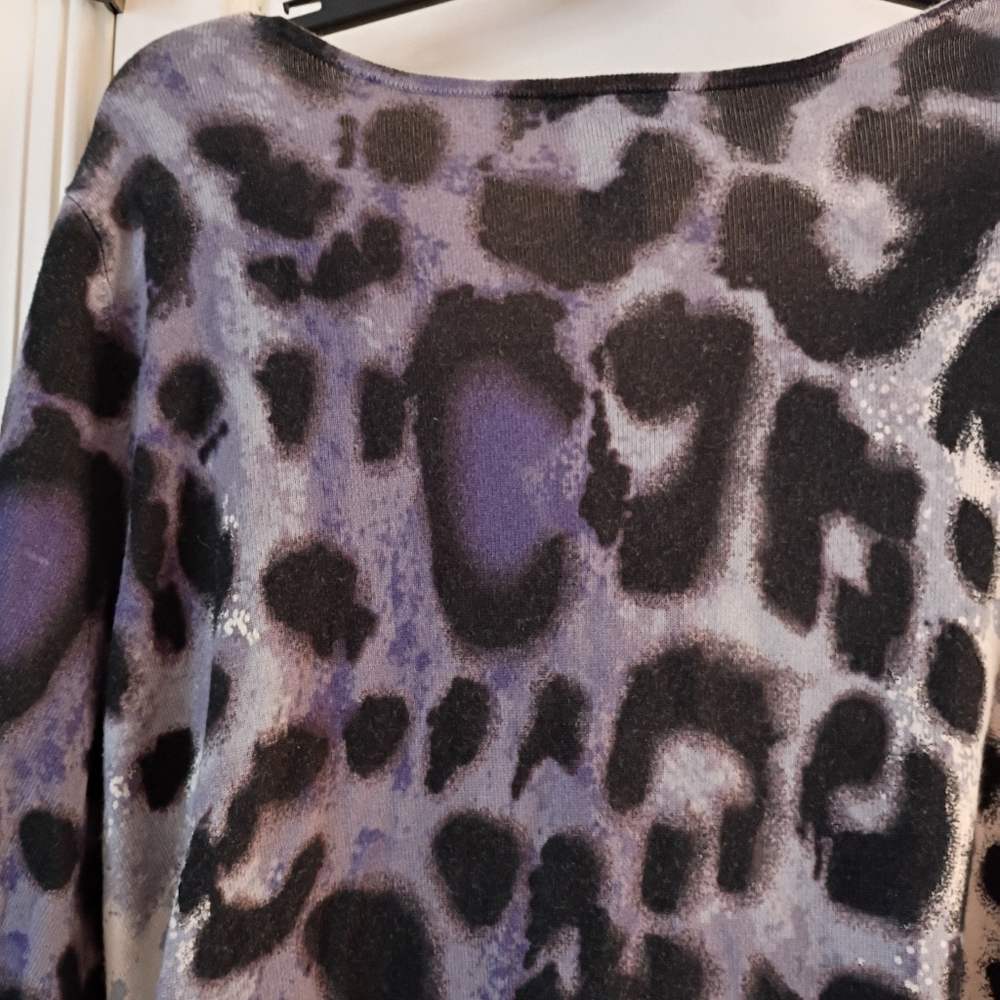 Lane Bryant Leopard Print Long Sleeve Top - Black, Purple, Gray - Picture 3 of 6